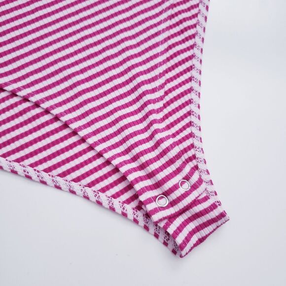 Forever 21 + Pink and White Strip Strapless Bodysuit - Picture 2 of 4